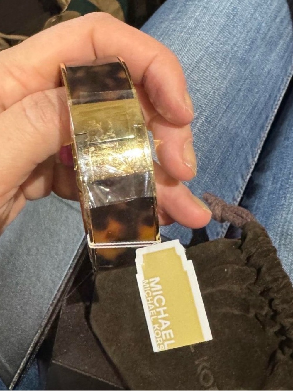 Michael Kors Tortoiseshell and Gold Logo Bracelet - Picture 2 of 3
